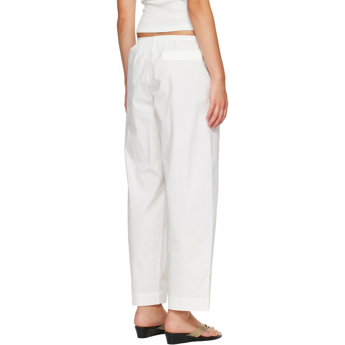 St. Agni White Fine Rouleau Crop Trousers