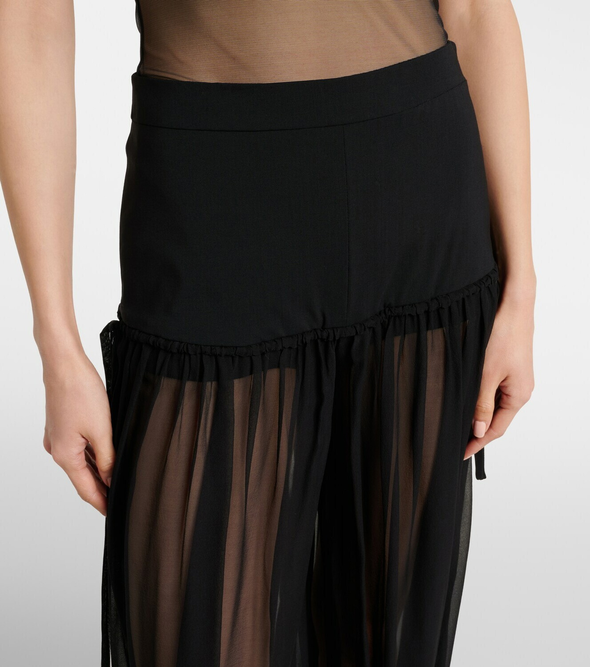 Nensi Dojaka Mesh-trimmed silk balloon pants