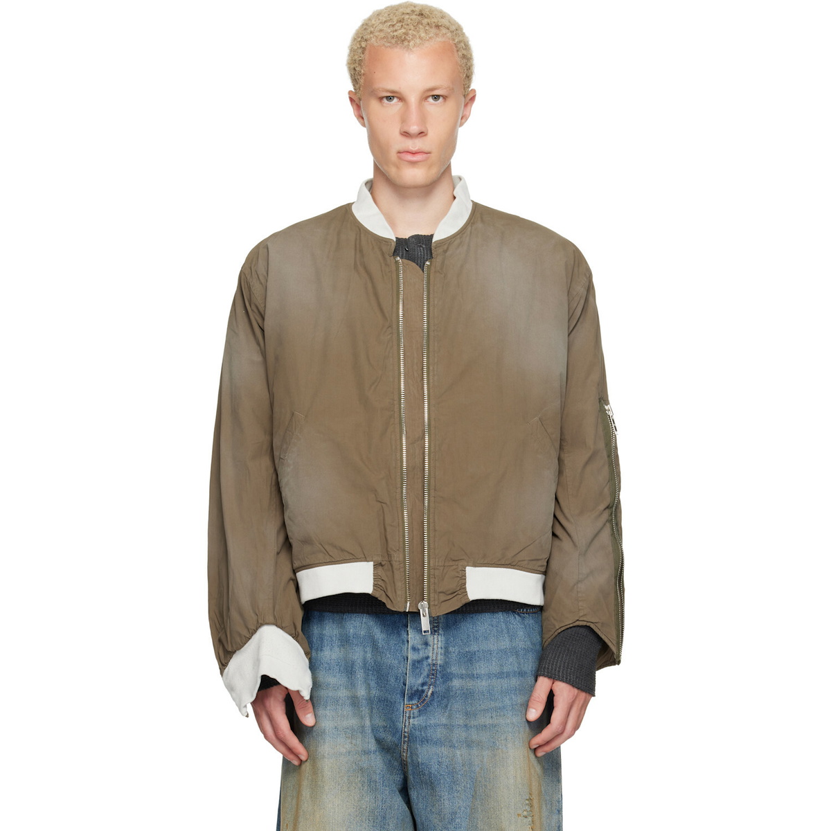 424 Khaki Military Bomber Jacket