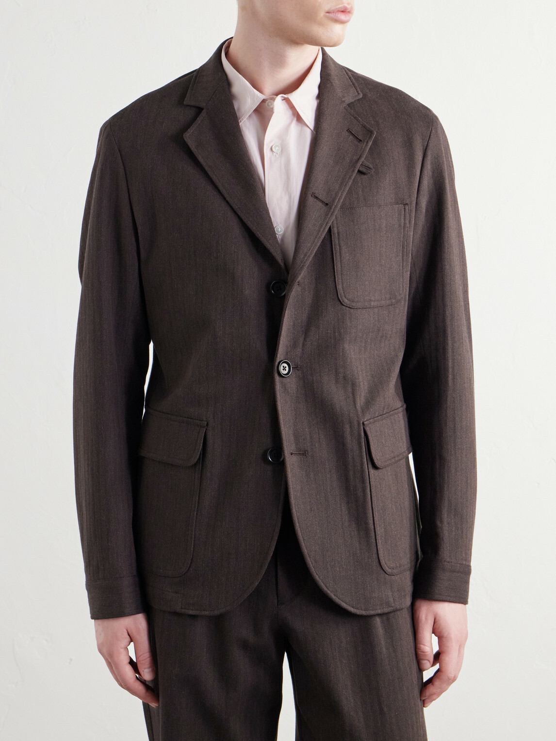 Oliver Spencer - Solms Cotton-Blend Herringbone Suit Jacket - Brown