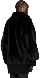 VAQUERA Black Faux-Fur Bomber Coat