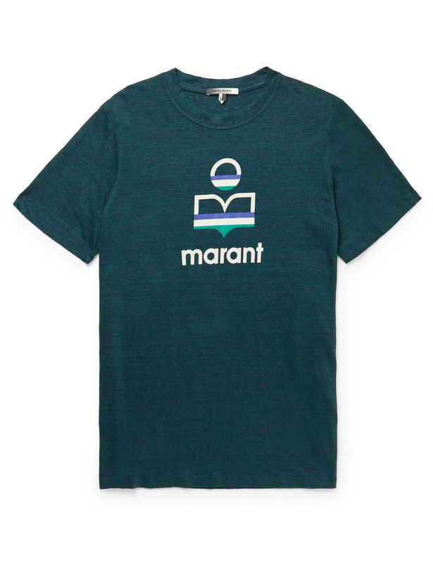 Photo: Isabel Marant - Karman Logo-Print Cotton-Jersey T-Shirt - Green