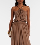 Elie Saab Gathered silk georgette bodysuit