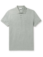 SAINT LAURENT - Logo-Embroidered Cotton-Piqué Polo Shirt - Gray