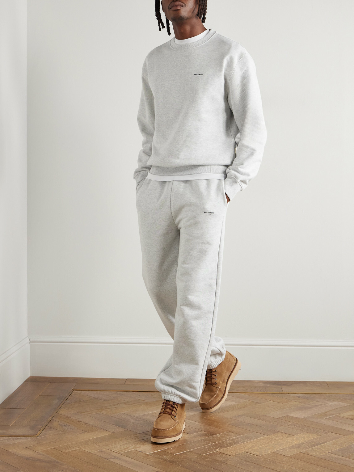 Aimé Leon Dore - Straight-Leg Logo-Print Cotton-Jersey Sweatpants - Gray