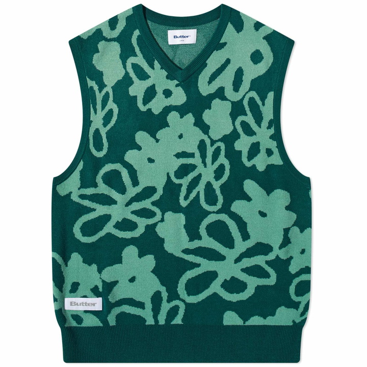 Photo: Butter Goods Men's Flowers Knit Vest in Forest