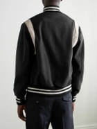 Golden Bear - The Hayes Leather-Panelled Wool-Blend Varsity Jacket - Black