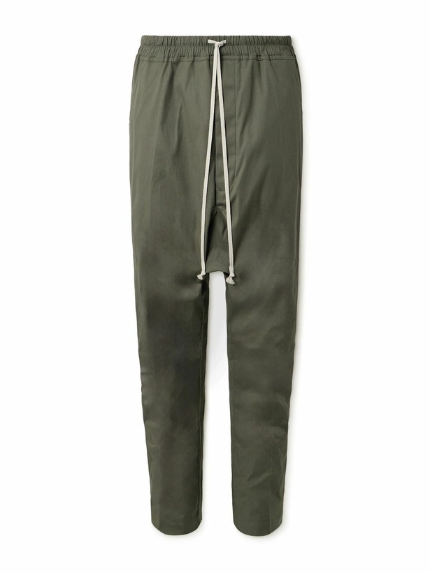 Photo: Rick Owens - Tapered Cotton-Blend Poplin Trousers - Green