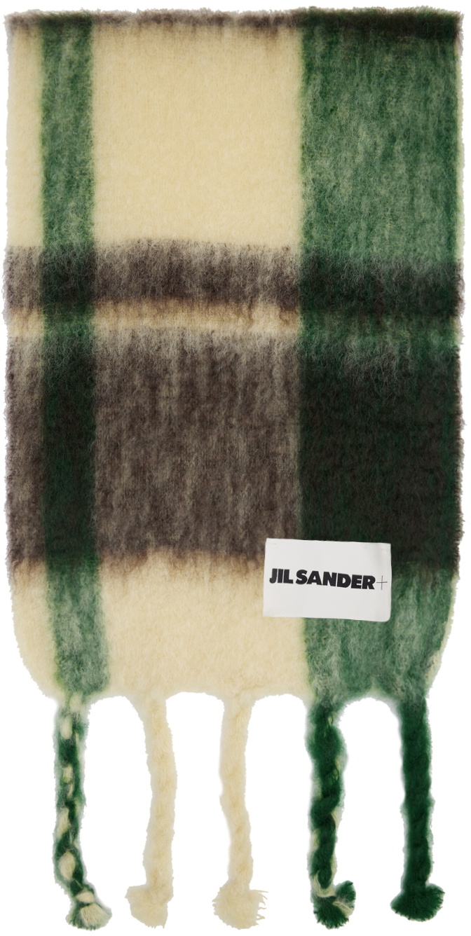 Jil Sander Yellow & Green Checks Scarf