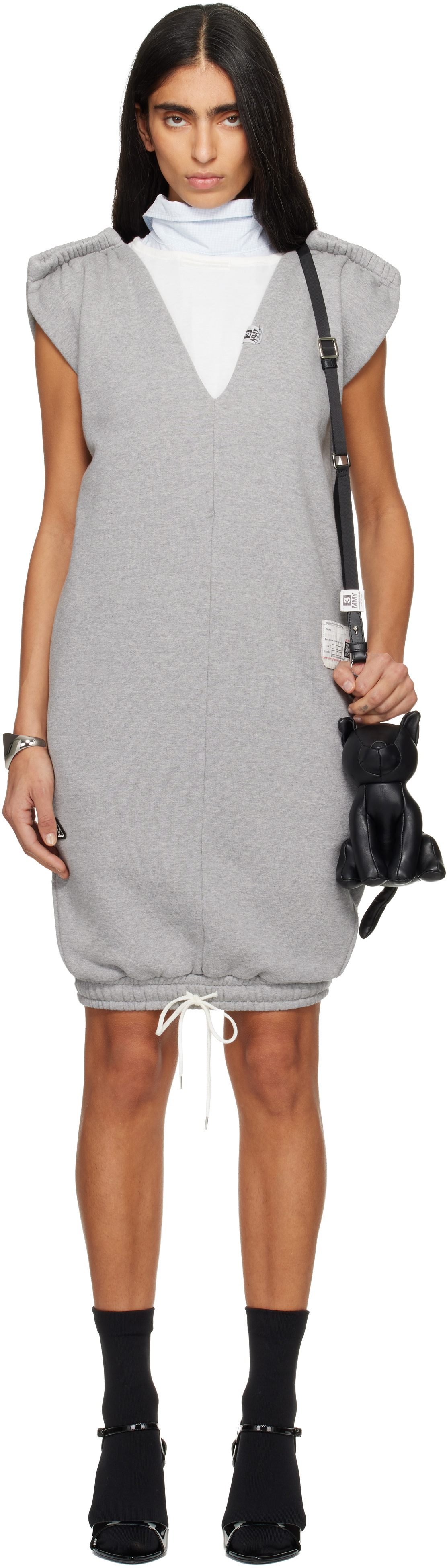 Maison MIHARA YASUHIRO Gray Reversed Sweat Pants Midi Dress