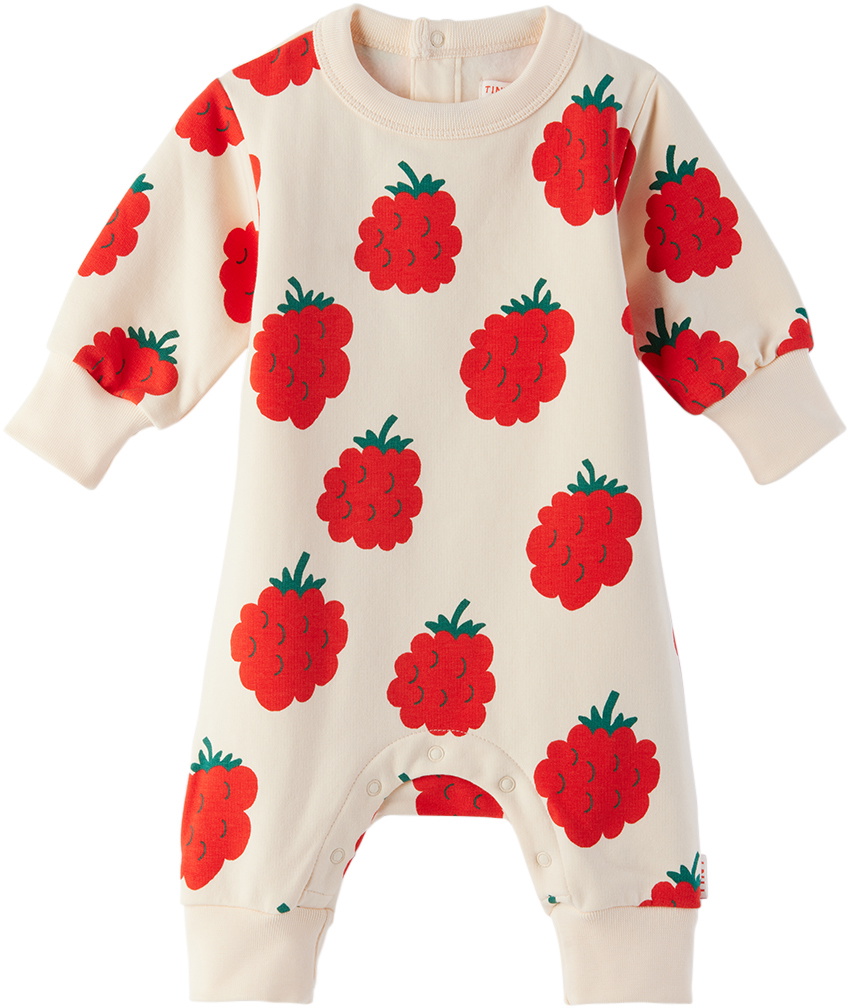 TINYCOTTONS Baby Beige Raspberries Jumpsuit