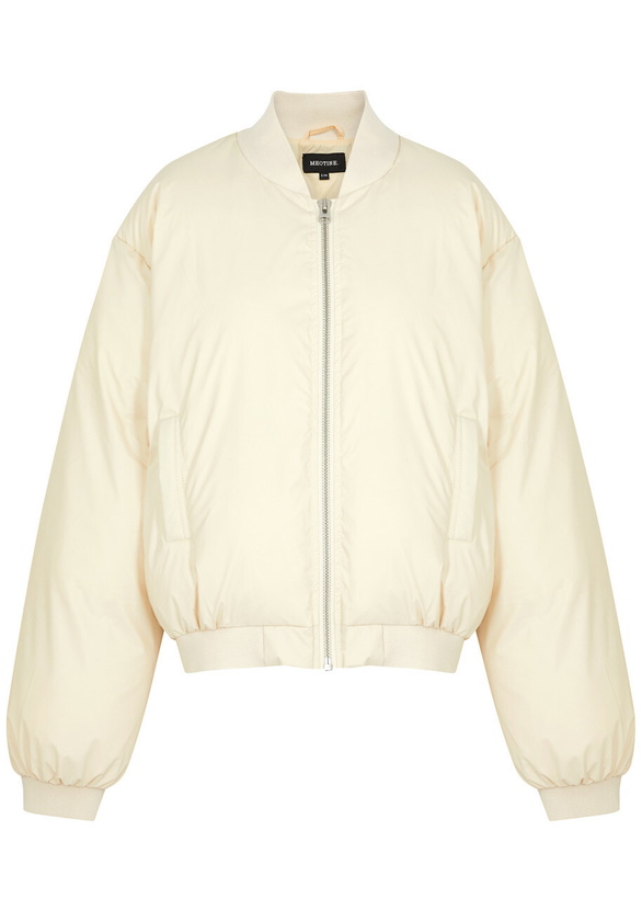 Photo: Meotine Sol Faux Leather Bomber Jacket Cream
