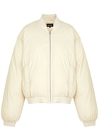 Meotine Sol Faux Leather Bomber Jacket Cream