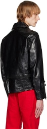 UNDERCOVER Black Zip-Up Leather Jacket