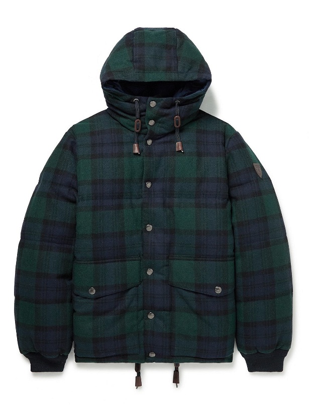 Photo: Polo Ralph Lauren - Quilted Checked Wool-Blend Flannel Hooded Down Jacket - Blue