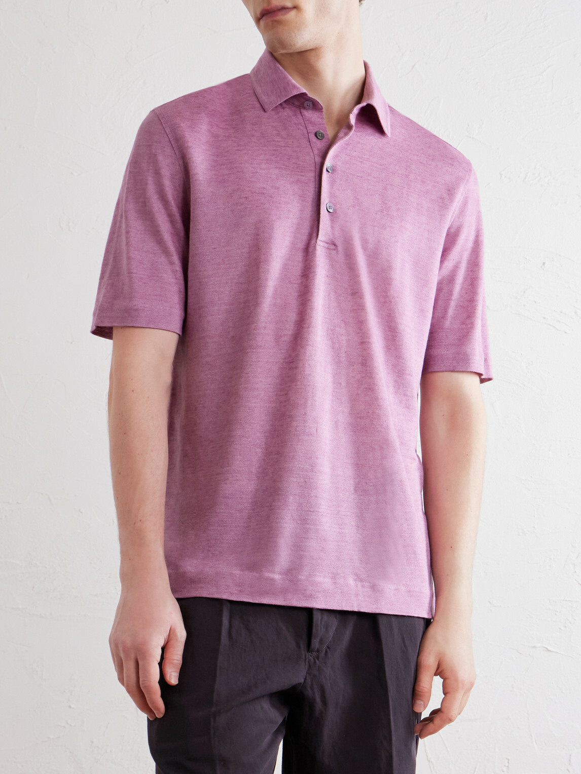 Zegna - Oasi Linen Polo Shirt - Pink