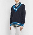 J.Press - Striped Linen and Cotton-Blend Sweater - Blue