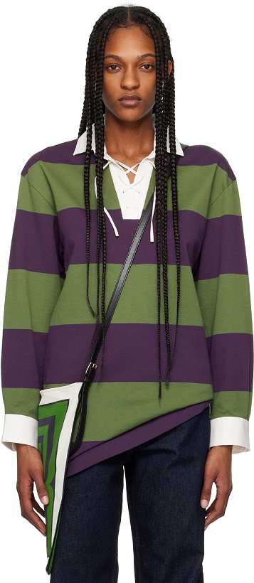 Photo: Dries Van Noten Green & Purple Striped Polo