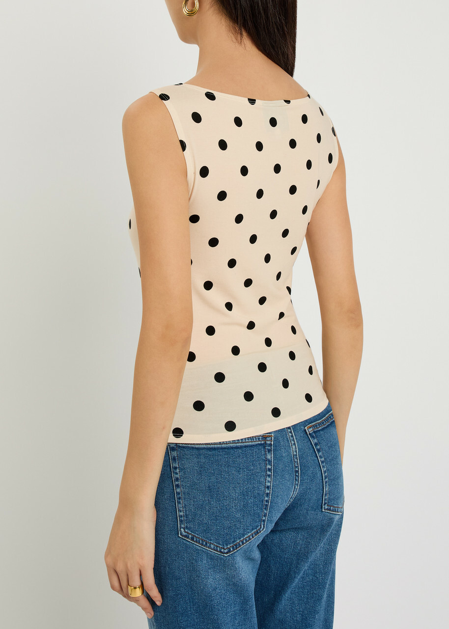 Reformation Dusk Polka dot Jersey Tank White