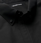 Balenciaga - Button-Down Collar Logo-Embroidered Cotton-Poplin Shirt - Black
