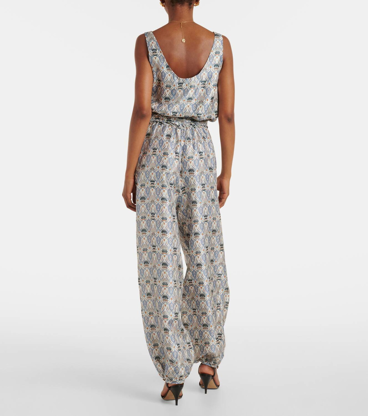 Loro Piana Nadia printed silk shantung jumpsuit