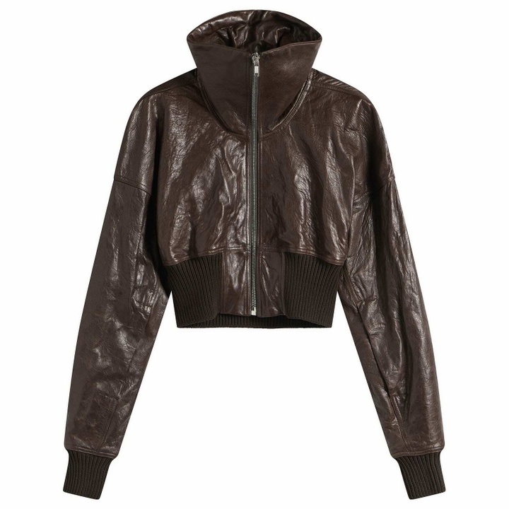 Photo: Rick Owens Women's Cropped Leather Bomber Jacket in Grease
