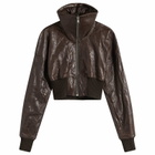 Rick Owens Women's Cropped Leather Bomber Jacket in Grease