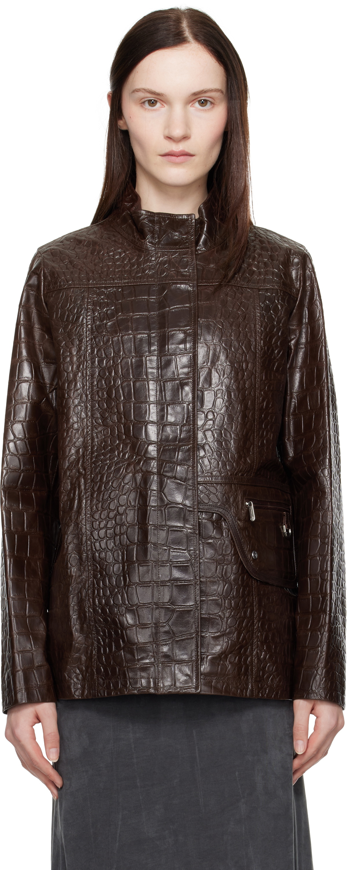 Saks Potts Brown Margreta Leather Jacket Saks Potts