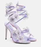Rene Caovilla Floriane floral-appliqué satin sandals