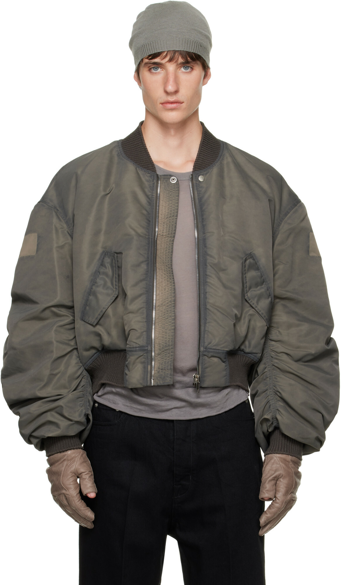 Rick Owens Gray Tower Secchia Flight Jacket