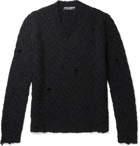 Dolce & Gabbana - Slim-Fit Distressed Virgin Wool-Blend Sweater - Black