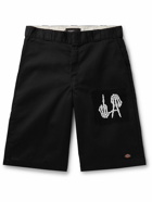 Local Authority LA - Dickies® LA Bones FUFC Straight-Leg Logo-Appliquéd Twill Shorts - Black