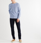 Brunello Cucinelli - Contrast-Tipped Ribbed Cotton Sweater - Blue