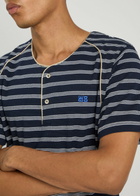 Wales Bonner Isaiah Striped Piqué Cotton-blend T-shirt Navy