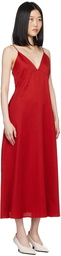 LESET Red Yoko V Midi Dress