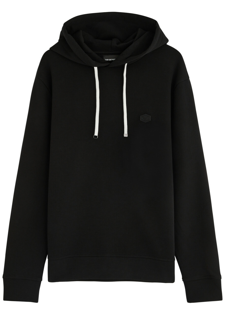 Emporio Armani Logo Hooded Cotton-blend Sweatshirt Black