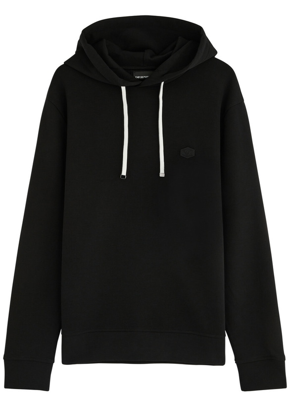 Photo: Emporio Armani Logo Hooded Cotton-blend Sweatshirt Black