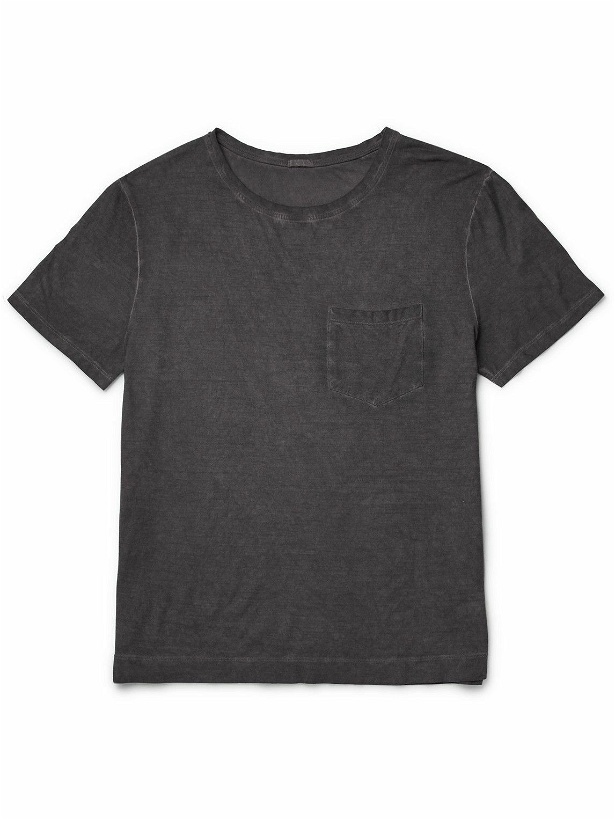 Photo: Massimo Alba - Panarea Slim-Fit Garment-Dyed Cotton-Jersey T-Shirt - Black