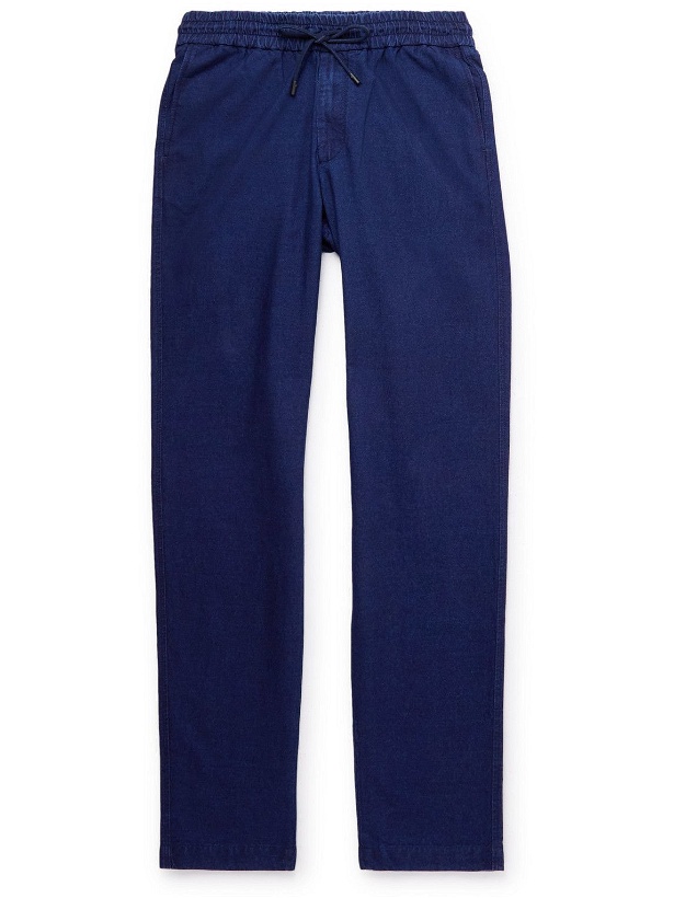 Photo: Sease - Summer Mindset Straight-Leg Cotton and Linen-Blend Drawstring Trousers - Blue