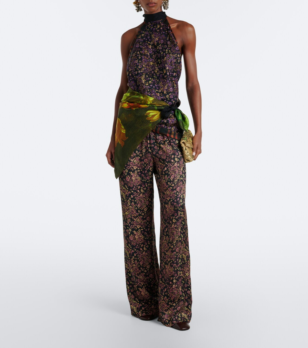 Dries Van Noten Small floral jacquard clutch