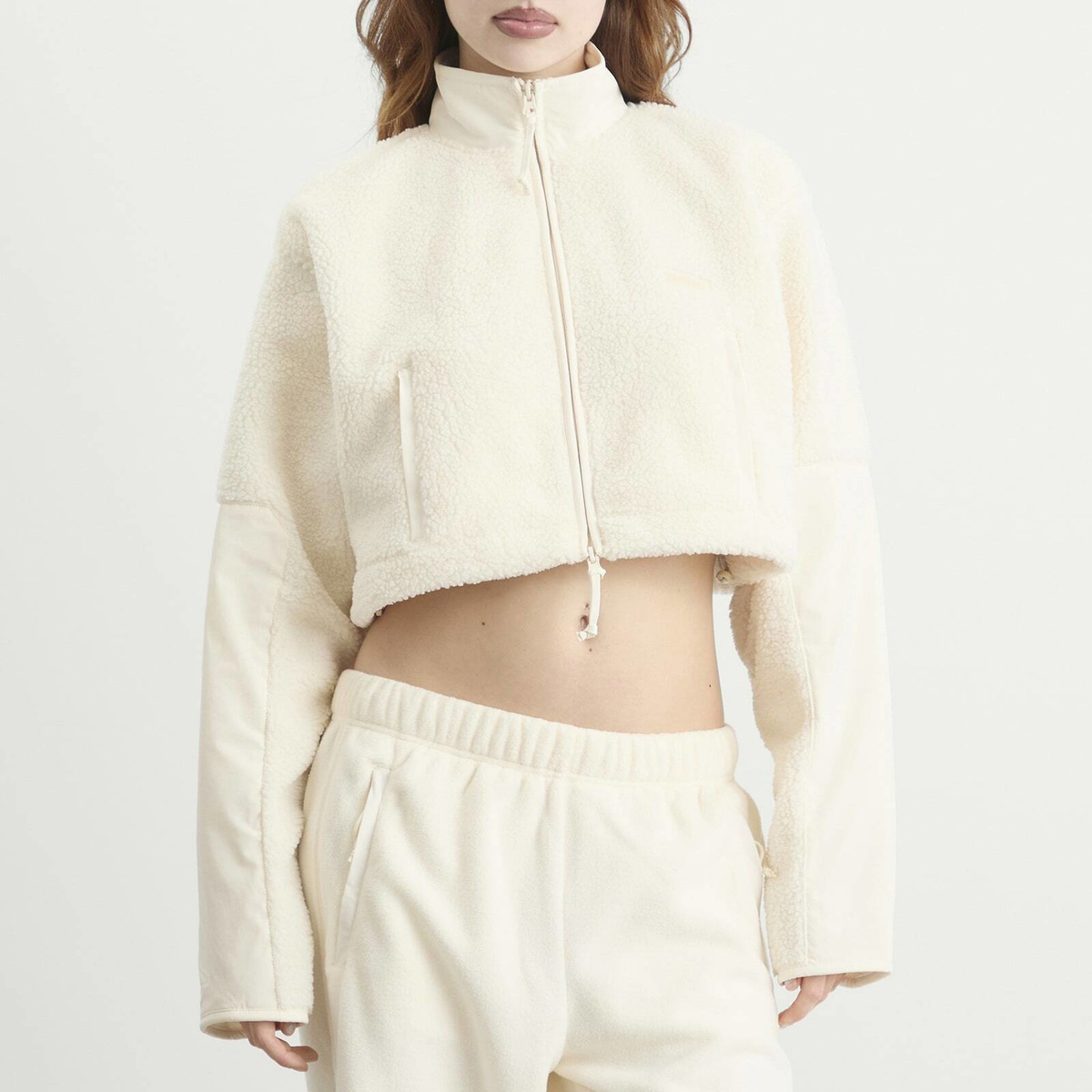 SKIMS Women's Teddy Funnel Neck Cropped Jacket in Ecru