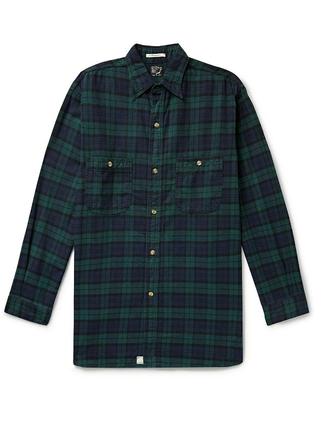 Photo: OrSlow - Checked Cotton-Flannel Shirt - Green