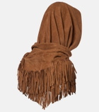 Nour Hammour Fringed suede shawl