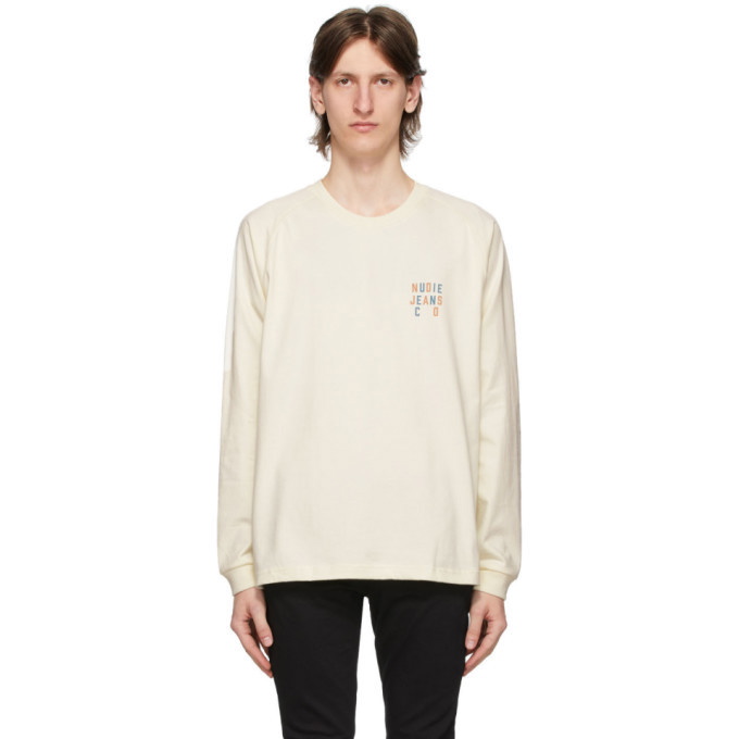 Photo: Nudie Jeans Off-White Logo Bodie Long Sleeve T-Shirt