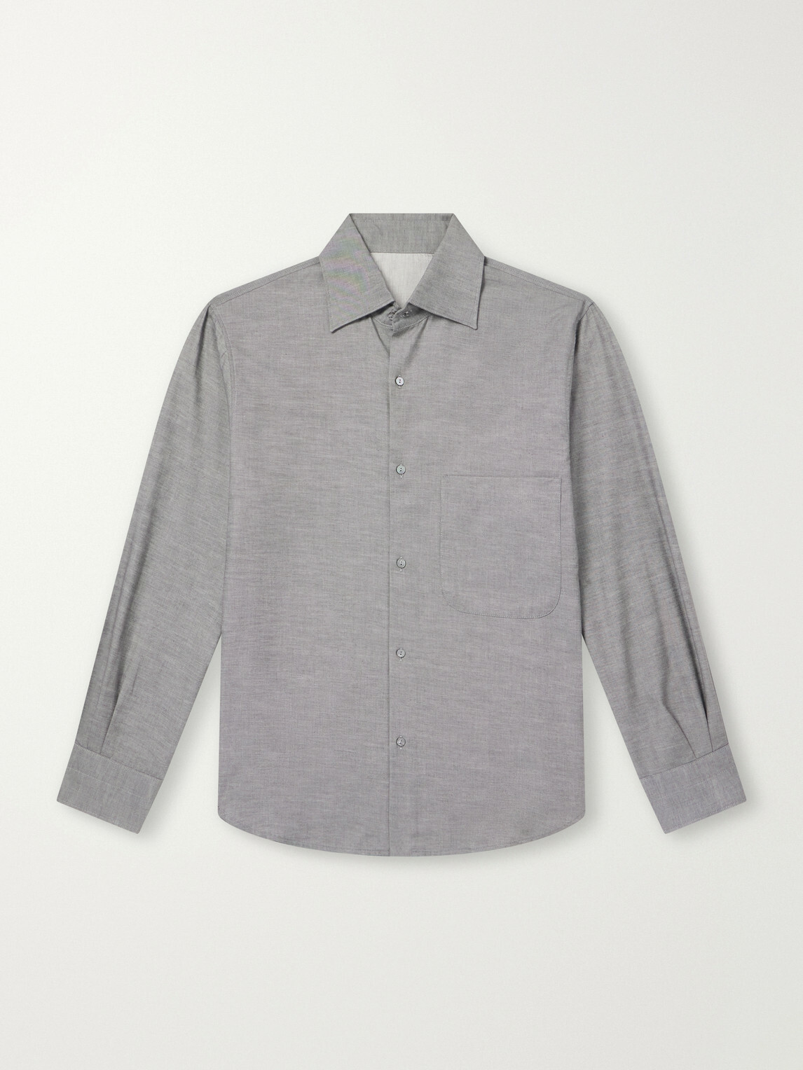 Stòffa - Spread-Collar Brushed Cotton Woven Shirt - Gray