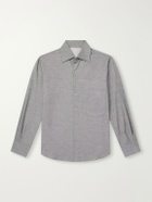 Stòffa - Spread-Collar Brushed Cotton Woven Shirt - Gray