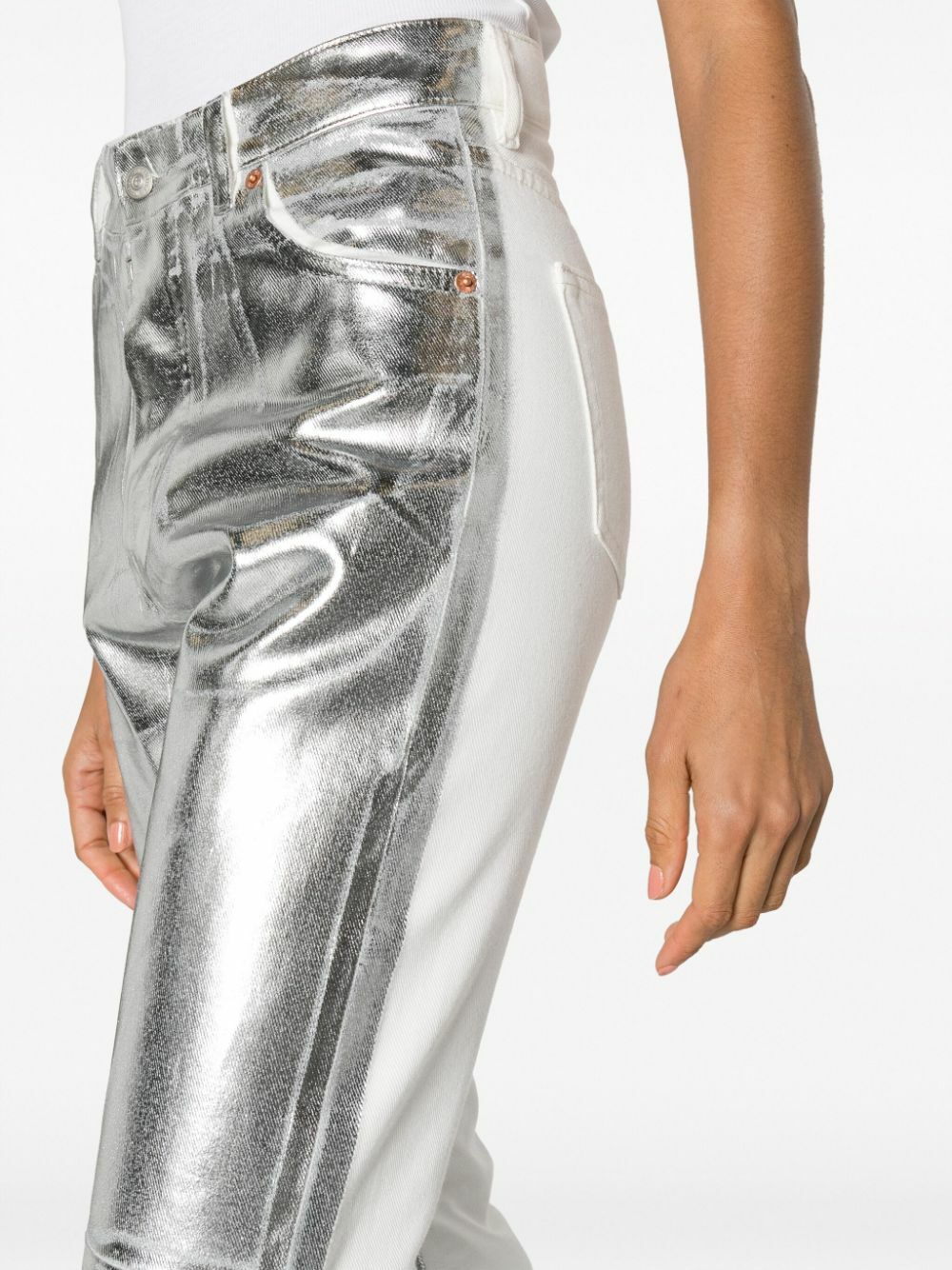MM6 Maison Margiela Silver Foiled Straight Leg Jeans
