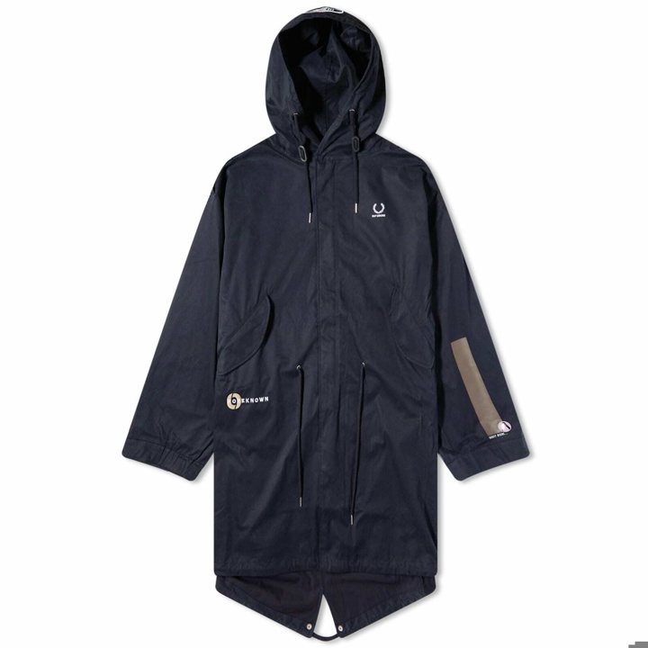 Photo: Fred Perry Men's x Raf Simons Printed Patch Parka Jacket in Black