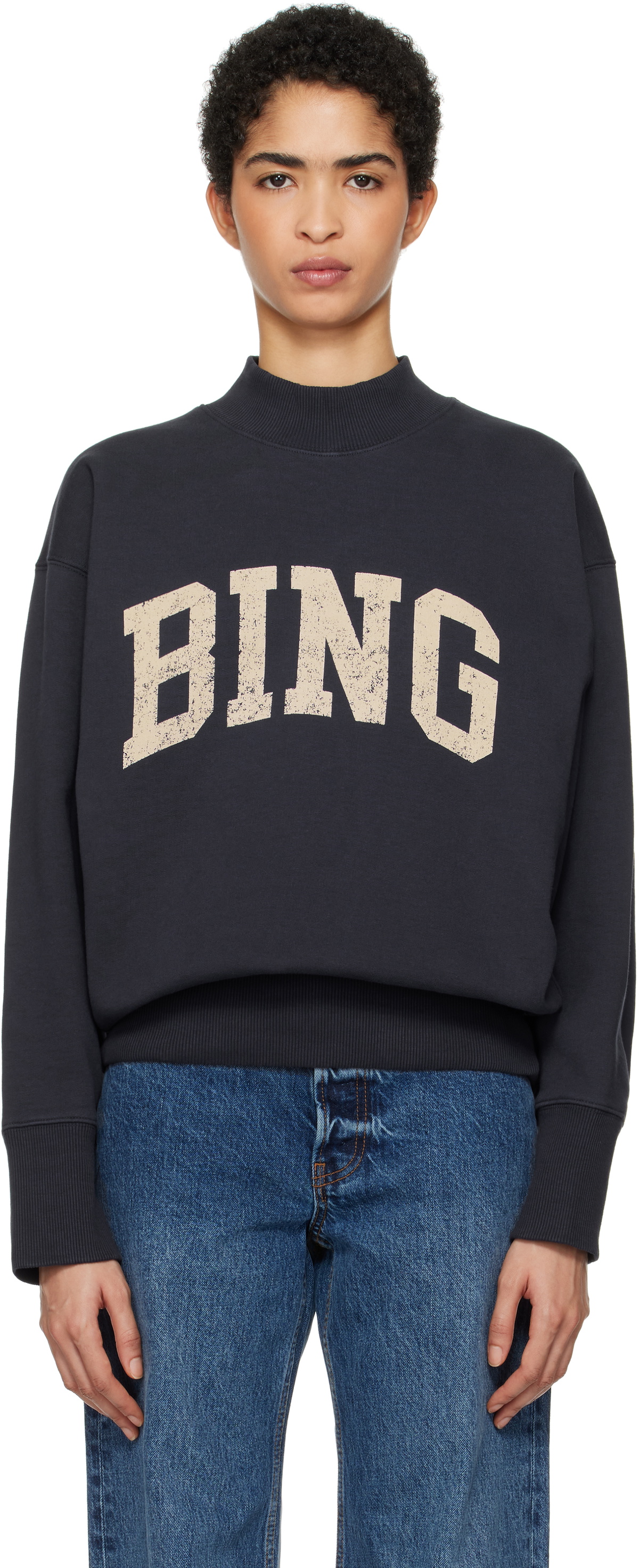 ANINE BING Navy Bradie 'Bing' Sweatshirt ANINE BING