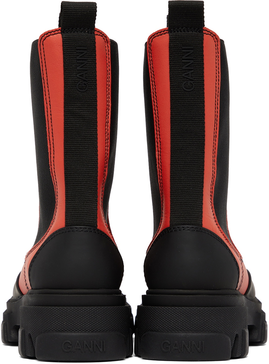 GANNI Red Chelsea Ankle Boots GANNI